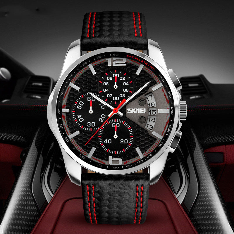 Leather Quartz Sport Watch