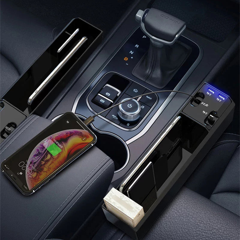 Car Seat Gap Organizer with Charging Cable